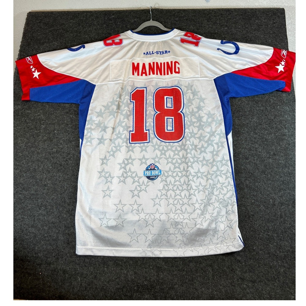Reebok Peyton Manning NFL Jersey Mens 2XL White Indianapolis Colts AFC Pro Bowl